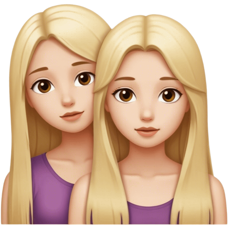 Pumped-up, realism, blonde straight long hair, sfw intimate pose girls emoji