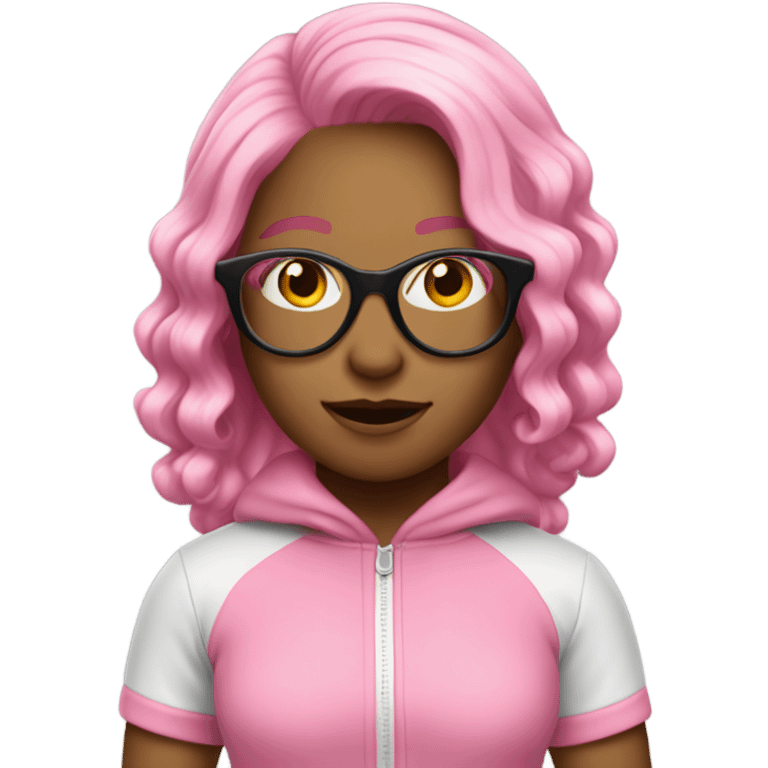 dancing-pink-haired-white-girl-tracksuit- and glasses  emoji