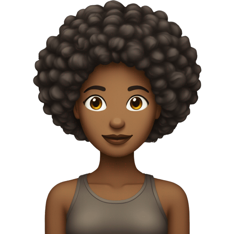 Garota negra de cabelo afro castanho escuro emoji