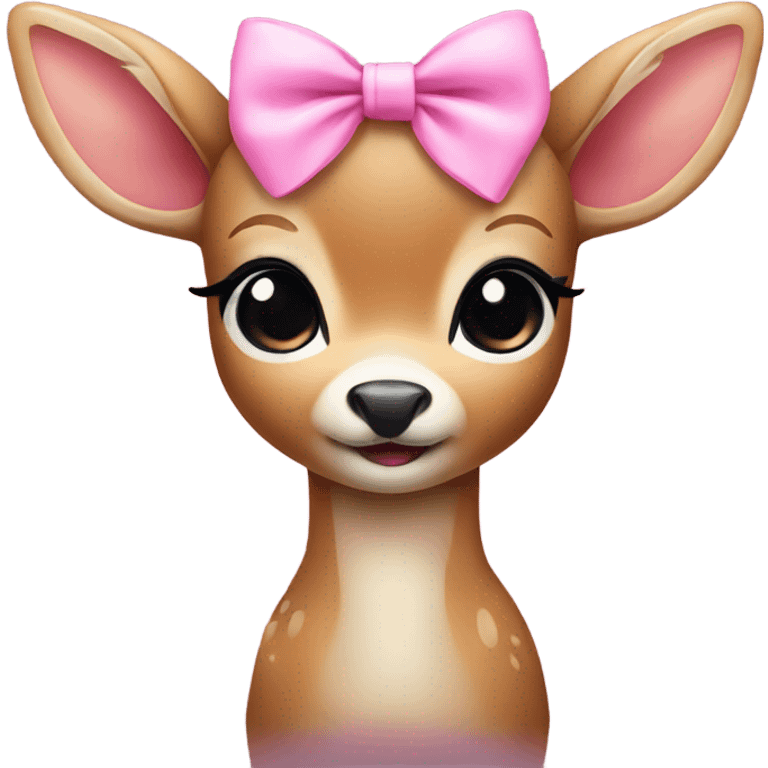 Cute baby deer wearing a pink bow emoji