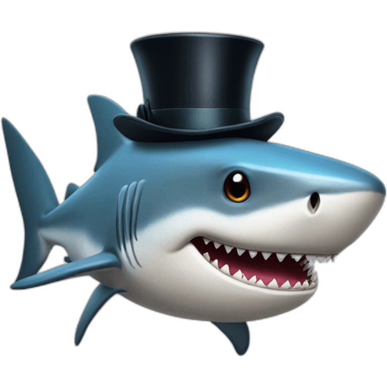 Shark with a top hat emoji