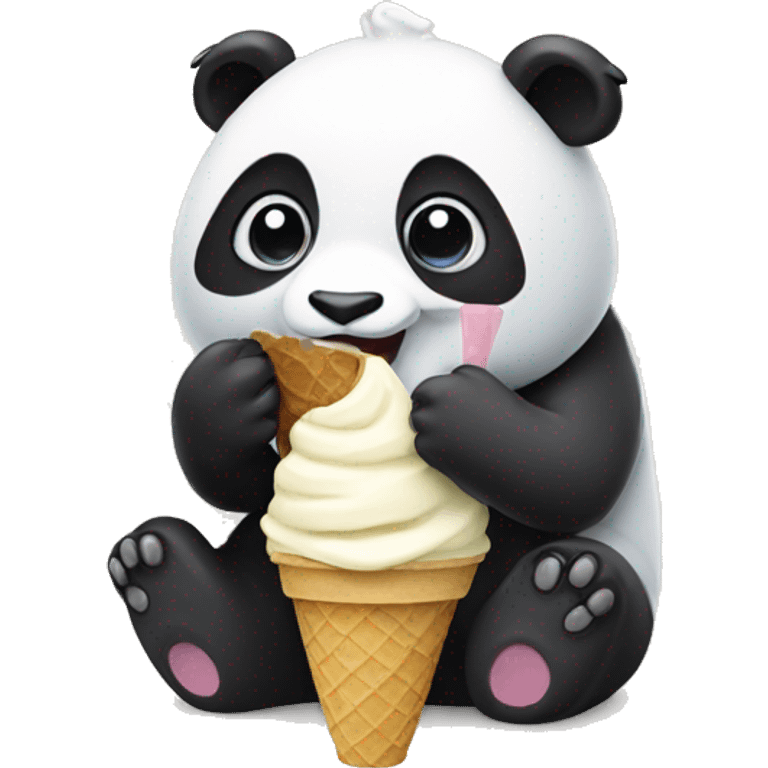 Panda eating ice cream emoji