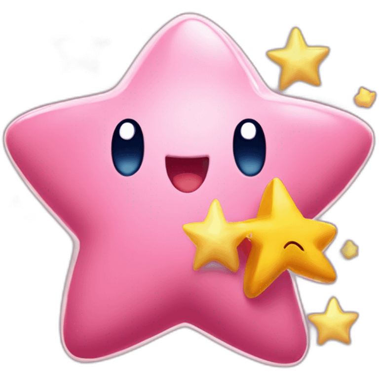 cute happy Kirby holding a star emoji