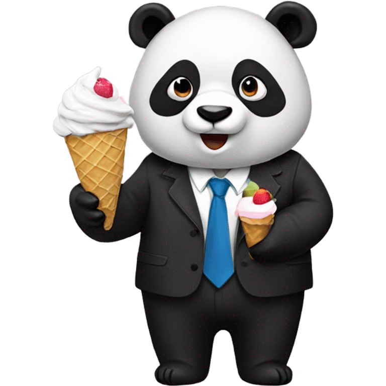 Panda eating ice cream and a suit emoji