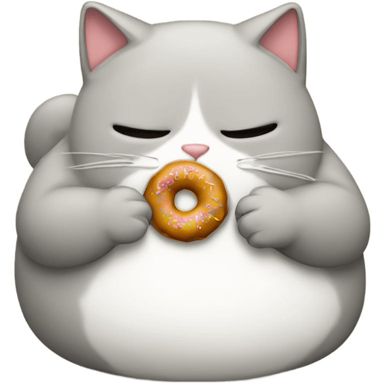 Fat cat eating a donut emoji