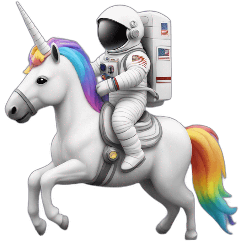 emoji of an astronaut riding a rainbow unicorn emoji