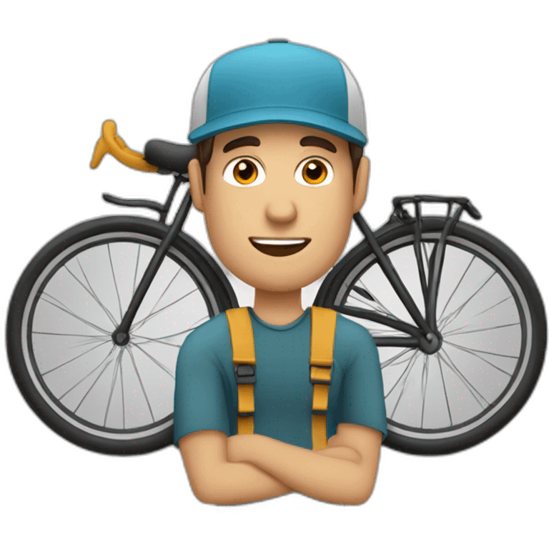 hombre gordo con gorra con bicicleta emoji