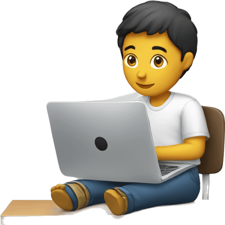 Person sitting in a desk with an open laptop emoji