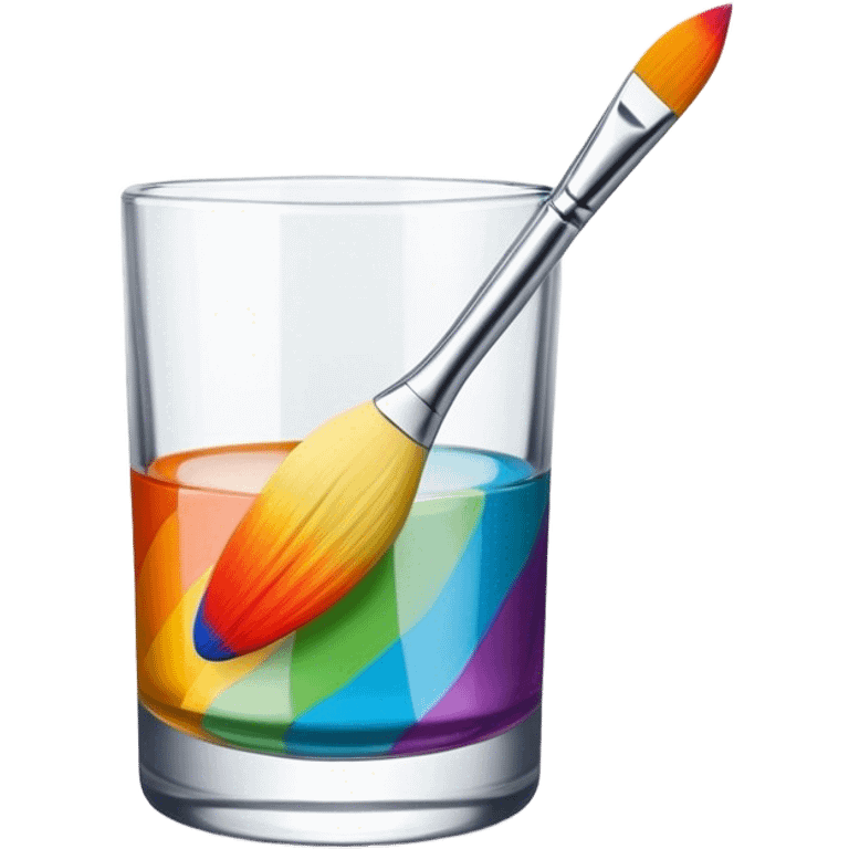 Glass painting icon, hand-painted colorful patterns on a glass surface, visible fine paintbrush and glass object like a vase or decorative plate, bright vibrant colors, no finished artwork, just the painting process, minimalistic style, clean lines, transparent background. emoji