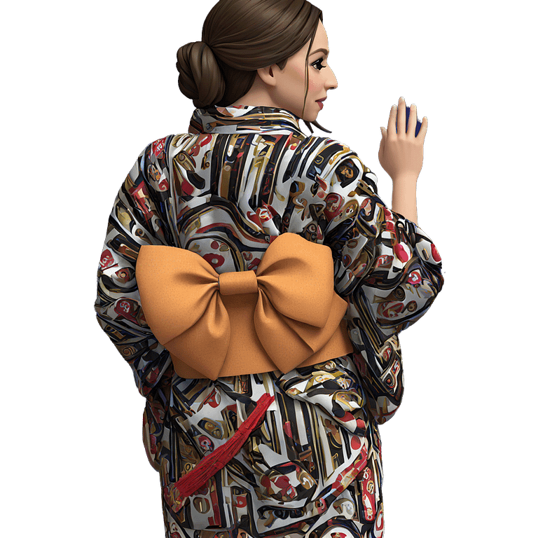 brown haired girl in kimono emoji