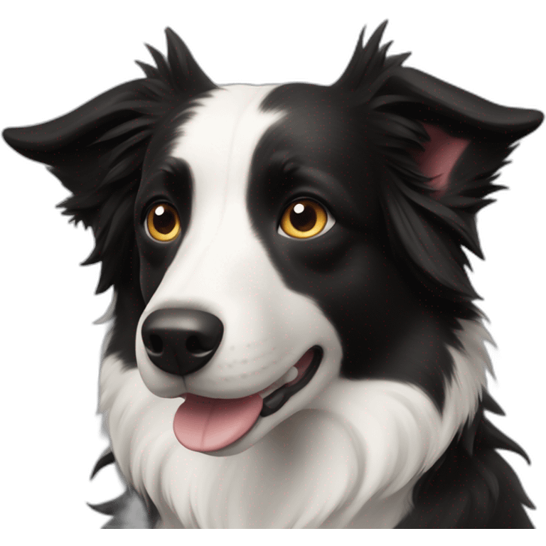 Border collie dog short hair black and white like a fruit bat emoji