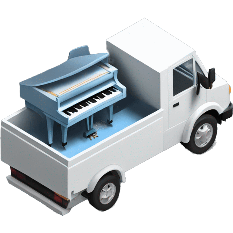 piano in a box truck, side angle, isometric, shell xray vision  emoji