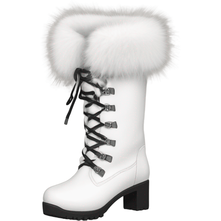 Platform Demonia High boots white fur emoji