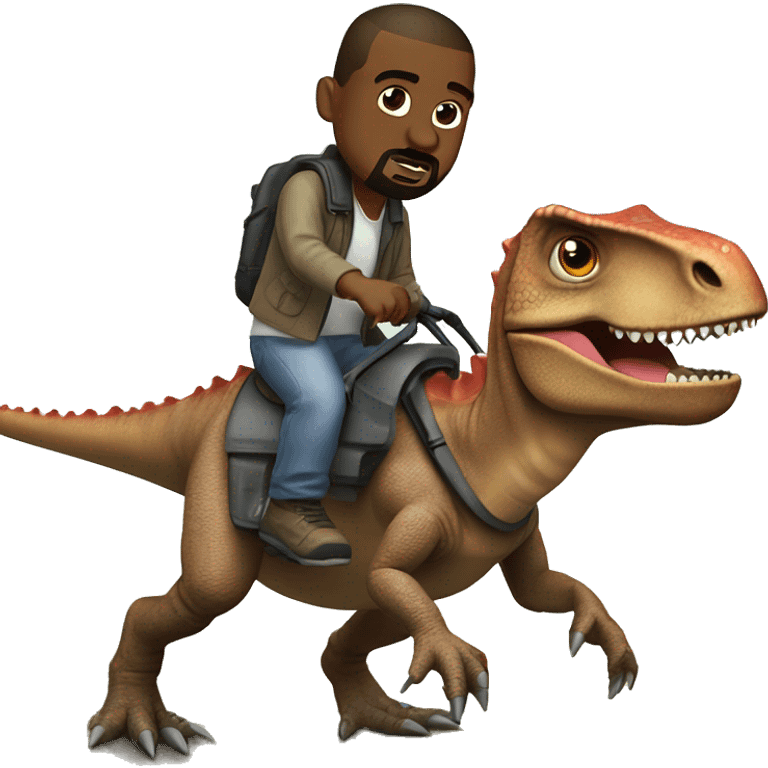 Kanye west riding a dinosaur ￼ emoji