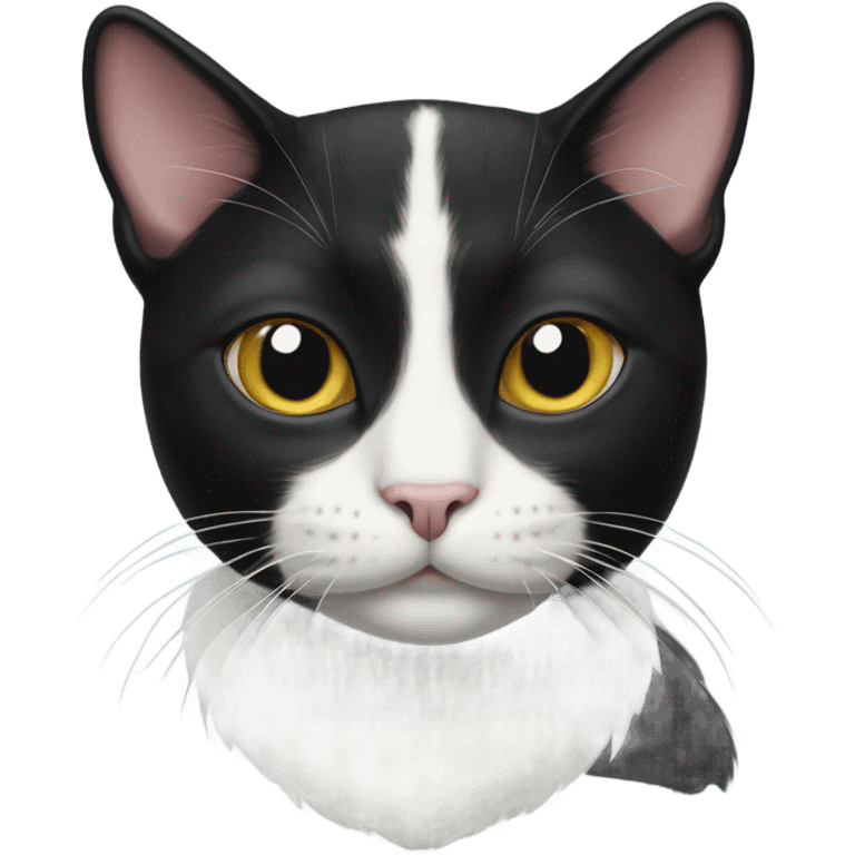 Tuxedo cat with spot on face emoji