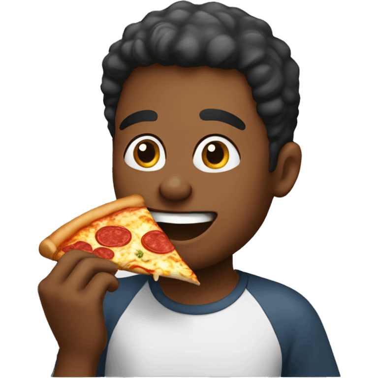 Young man Eating pizza  emoji