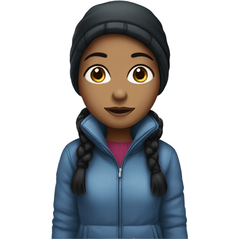 Black haired girl in a winter outfit emoji