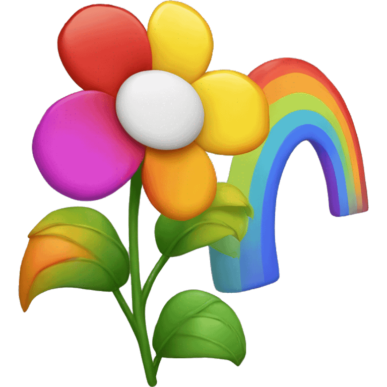 flowers with a rainbow emoji