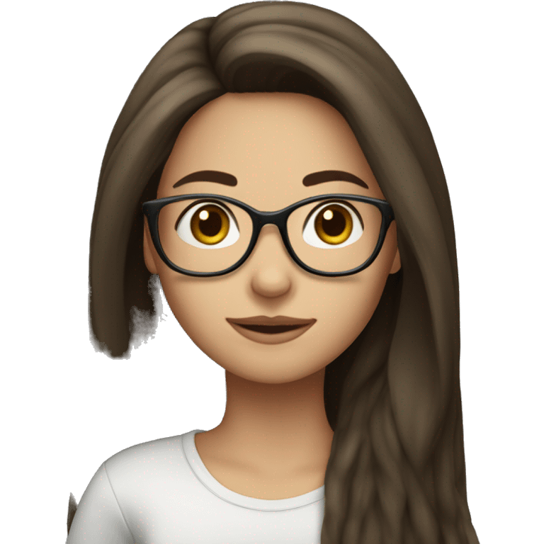 a brunette girl with long hair and glasses  emoji