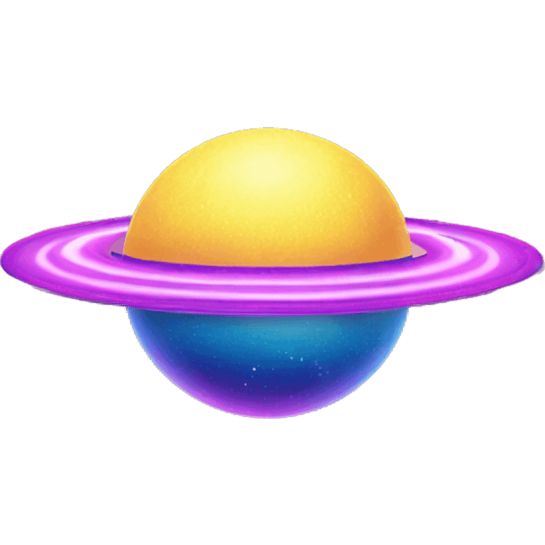 sparkly glittery blue purple and pink gradient planet with a yellow cheesy saturn ring emoji