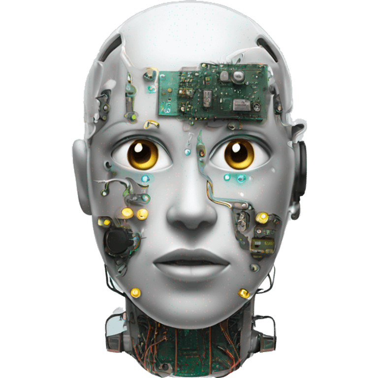 Cyborg head with eye implant and circuitry emoji