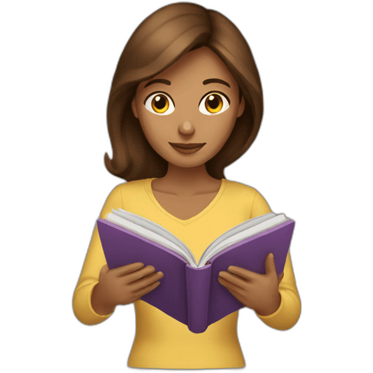 brown-hair-woman-reading-book emoji