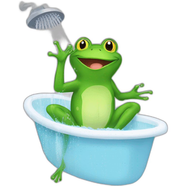 Frog taking a shower meme emoji