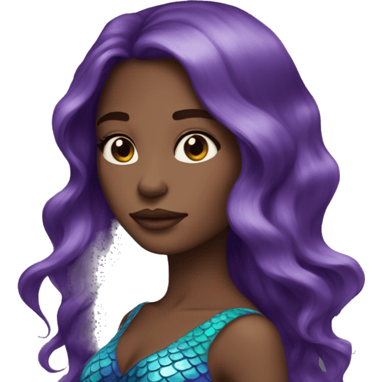 Blue and purple mermaid long brown hair makeup emoji