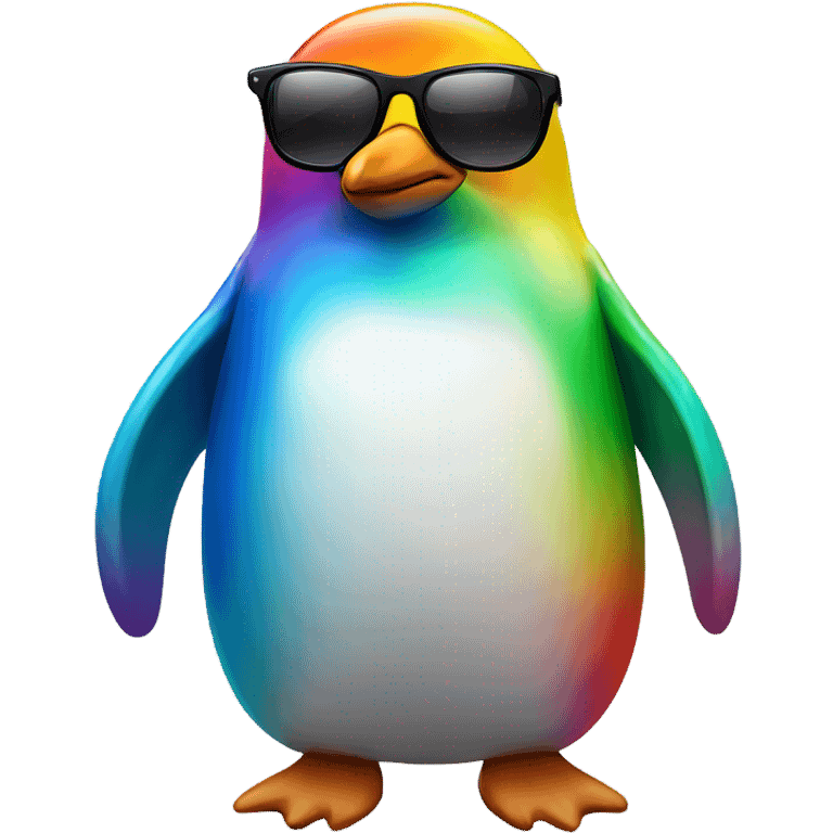 Rainbow penguin with sunglasses emoji