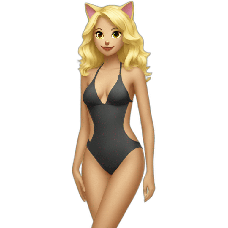 hot catgirl blonde swim suit emoji