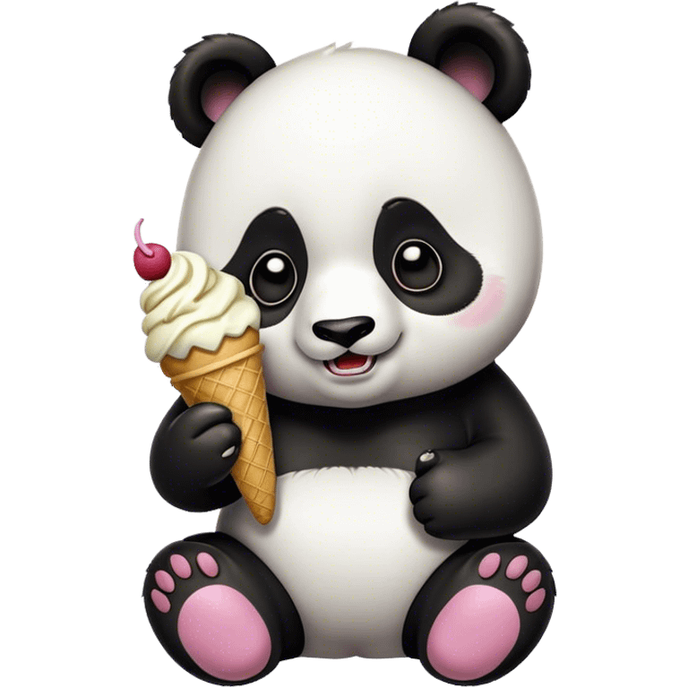 Panda eating ice cream emoji