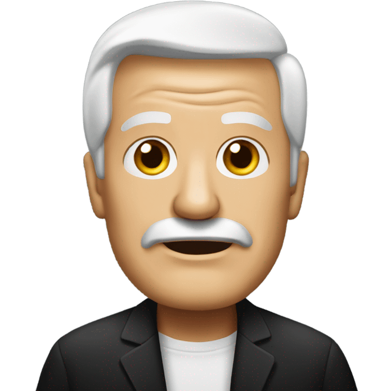 old man in black shirt with Trump hairstyle emoji