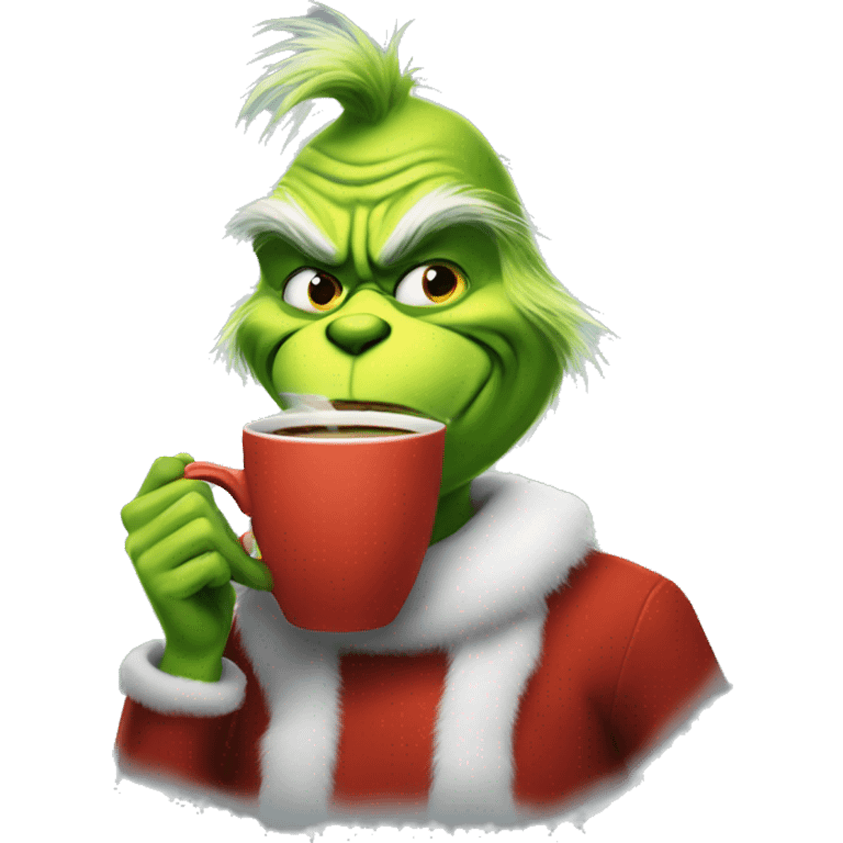 Grinch with coffee emoji