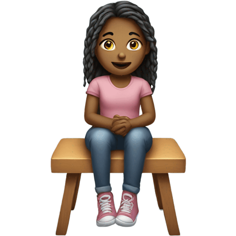 realistic portrait of a girl sitting on a chair emoji