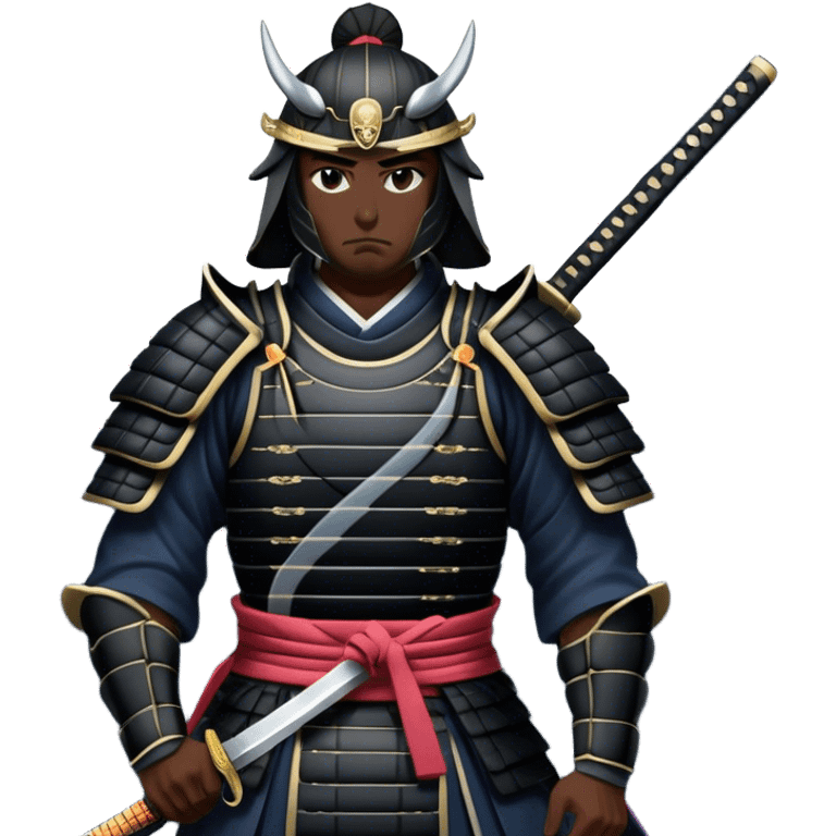 A dark samurai, black armor reflecting the moonlight, katana drawn emoji