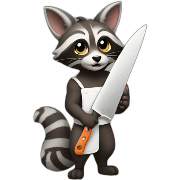 a rarcoon holding a chef knife emoji