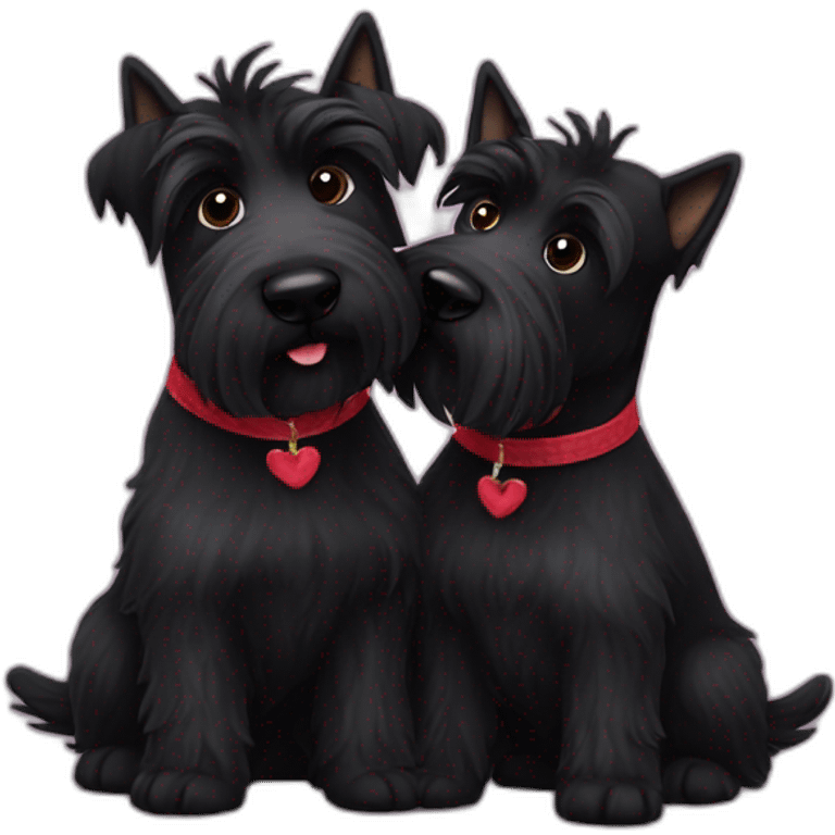 Two black Scottish terrier kissing emoji