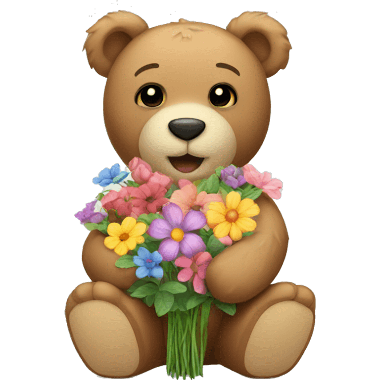 teddy bear with flowers emoji