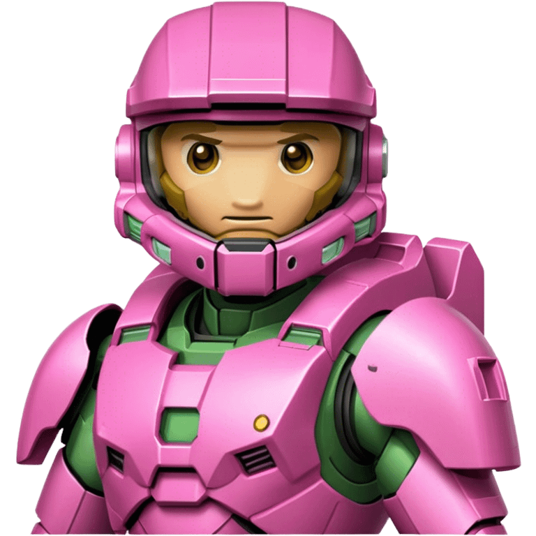 Master Chief wearing pink armor, 32x32 pixel art emoji