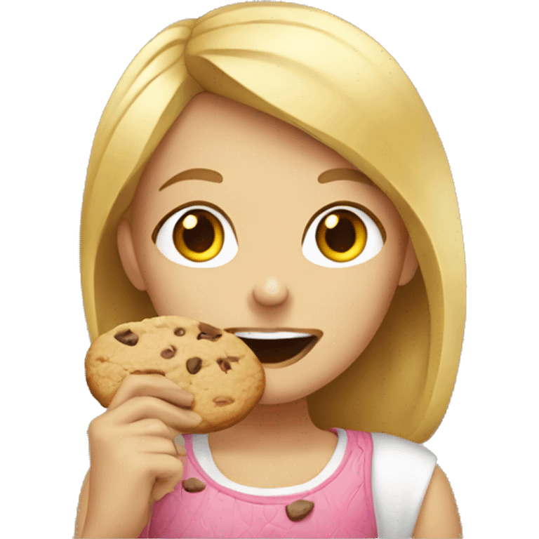 A blond girl eating a cookie  emoji