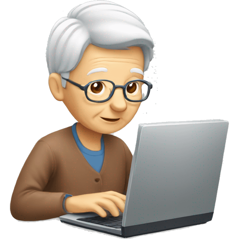 an elderly person typing on a computer emoji