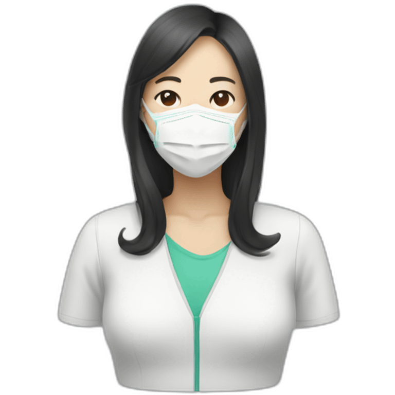 Asian woman wearing white respirator mask emoji