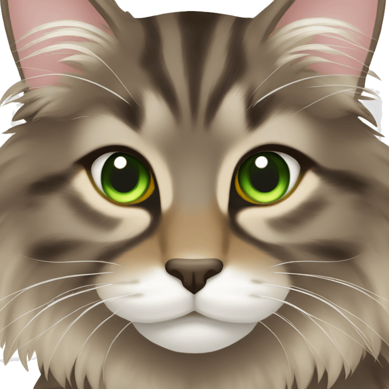 Brown gray and blonde main coon with green eyes emoji