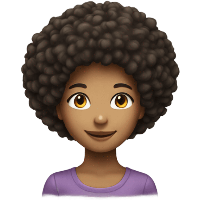 smiling young kid girl with afro hairstyle emoji