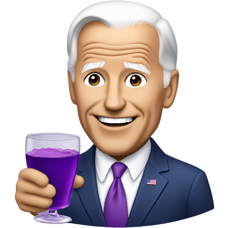 joe biden holding a purple drink in a glass emoji