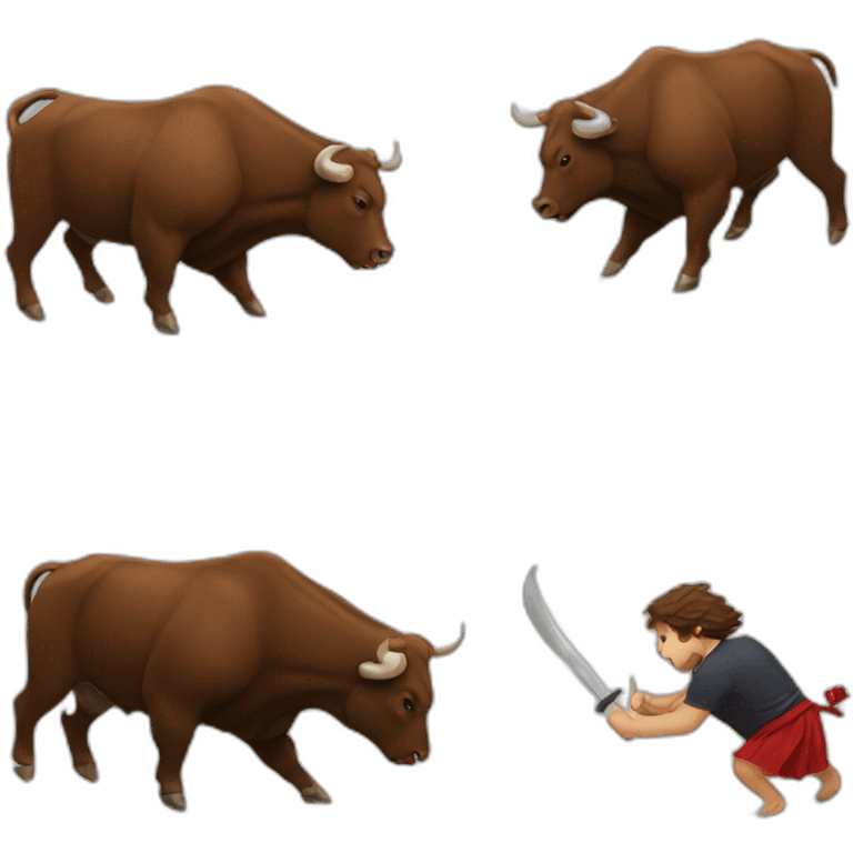 Bull fights against bear emoji