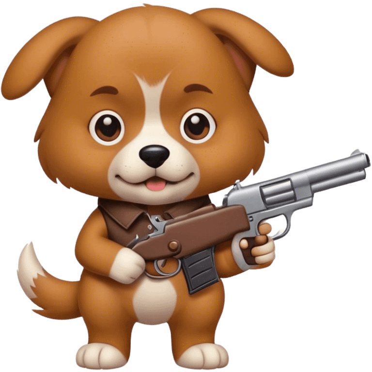 Dog holding a gun emoji