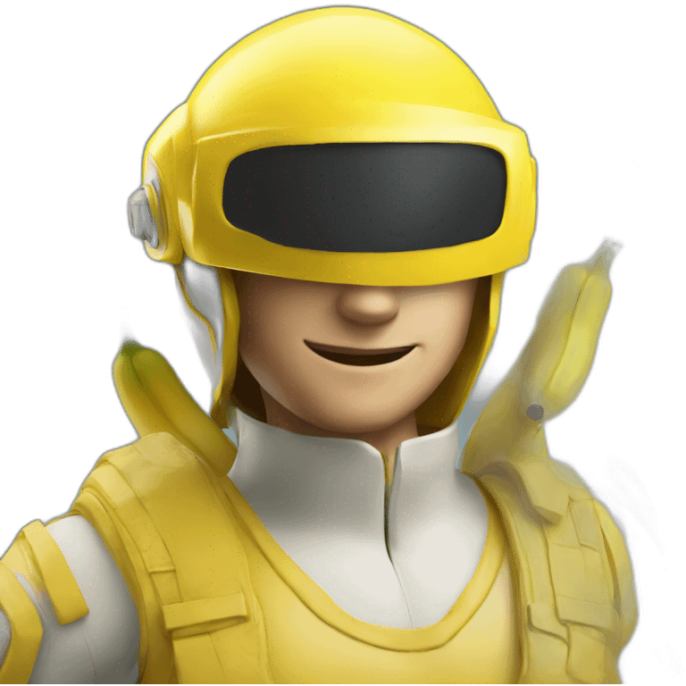 a human banana with gaming helmet emoji