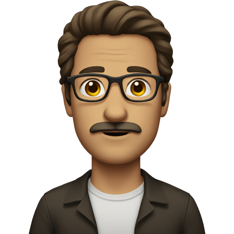 man with glasses and long brown hair and mustache  emoji