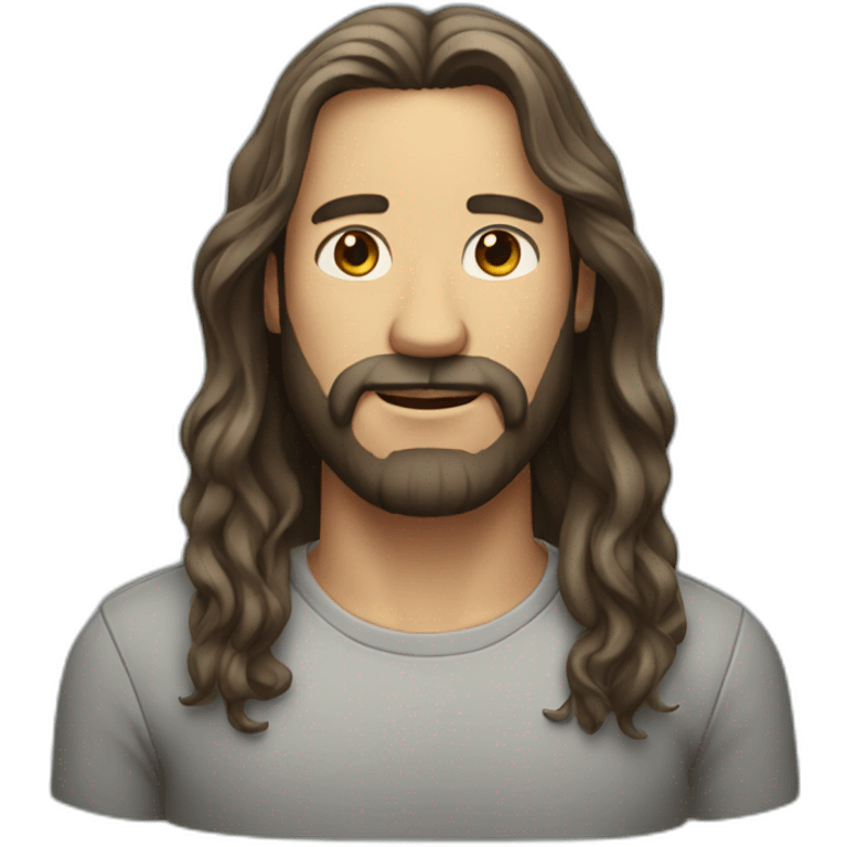 Man with long hairs and beard emoji